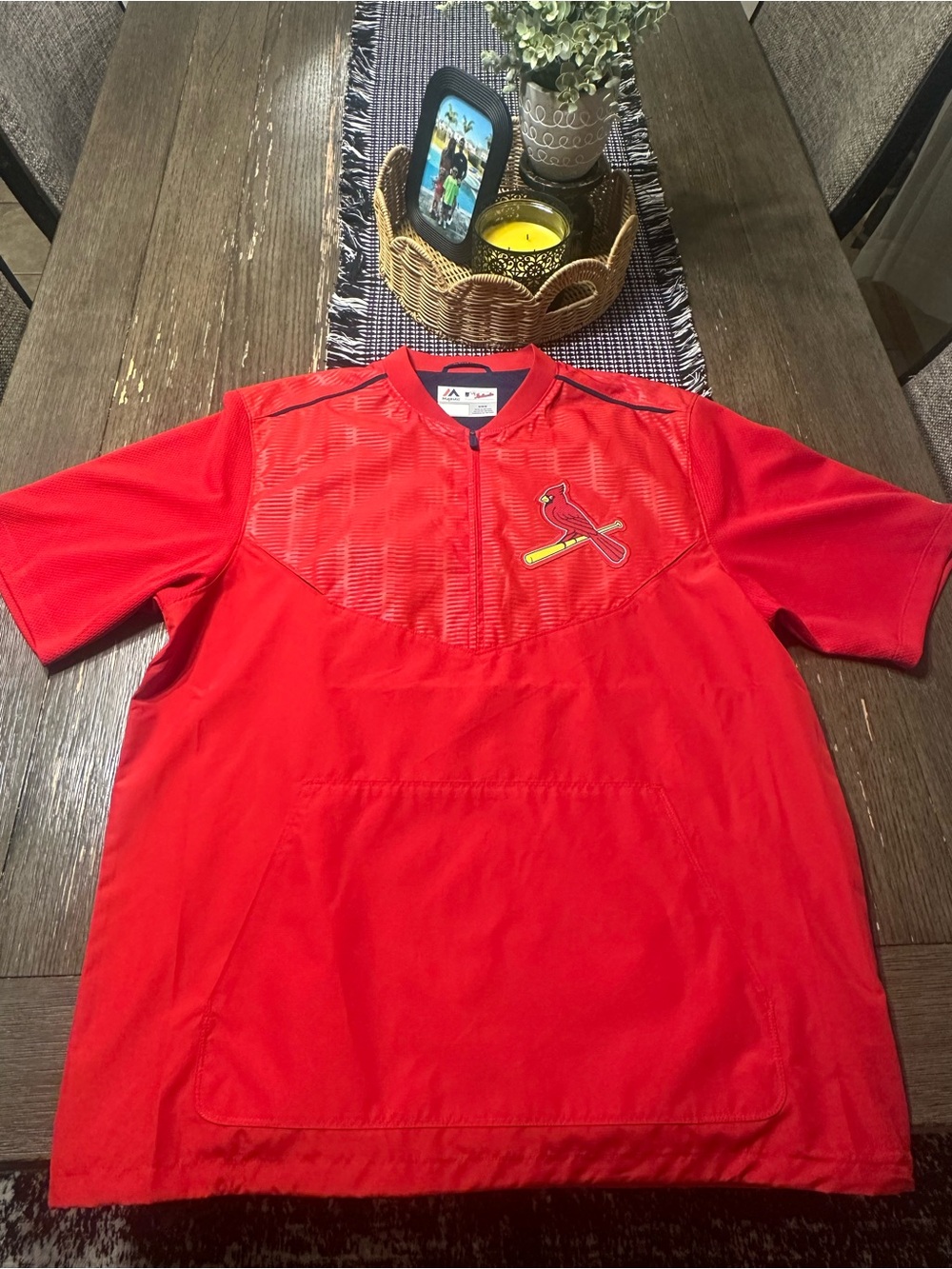 Majestic Cool Base St. Louis Cardinals Red Short-Sleeve half zip windbreaker